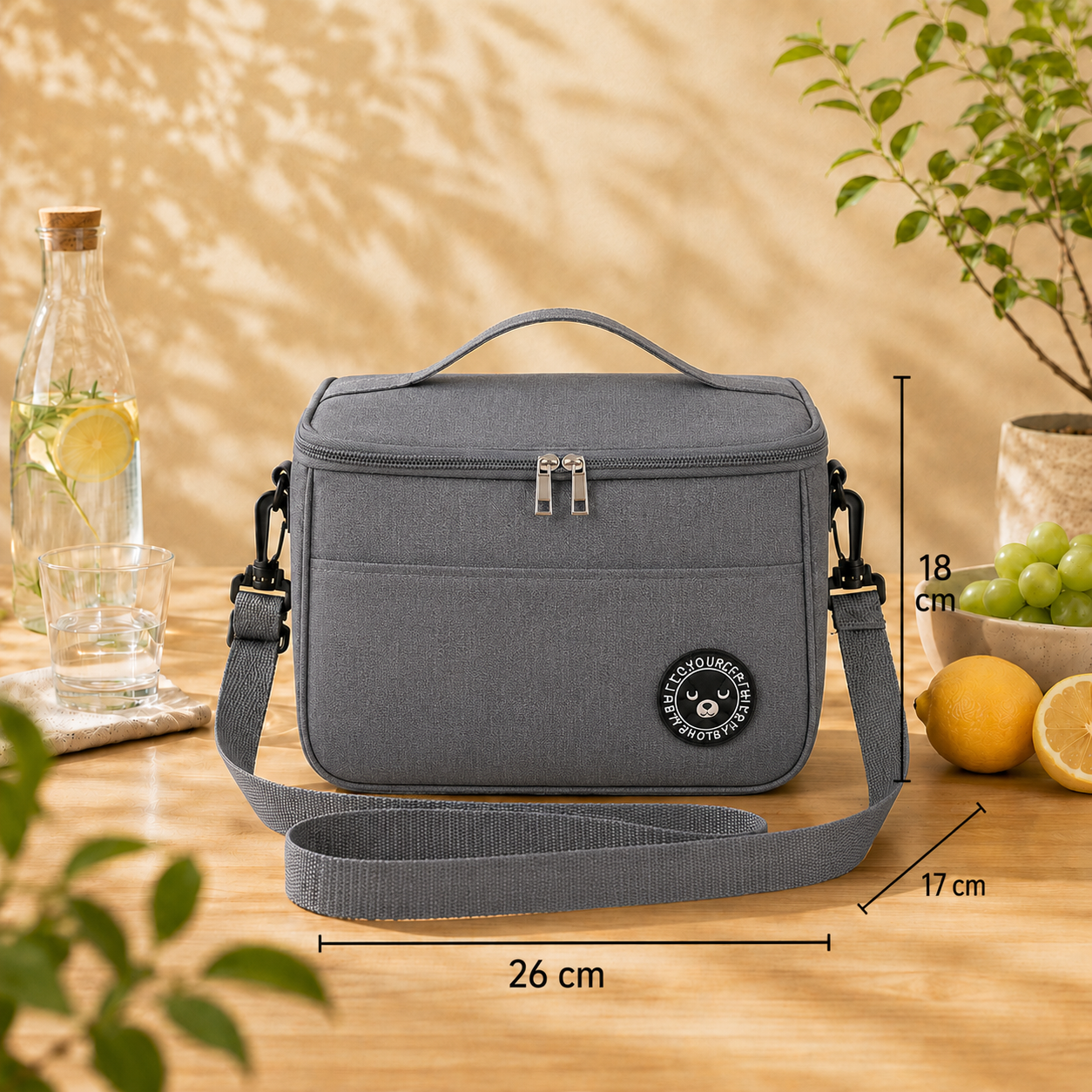 Sac isotherme repas avec bandoulière – Format compact 26x17x18 cm