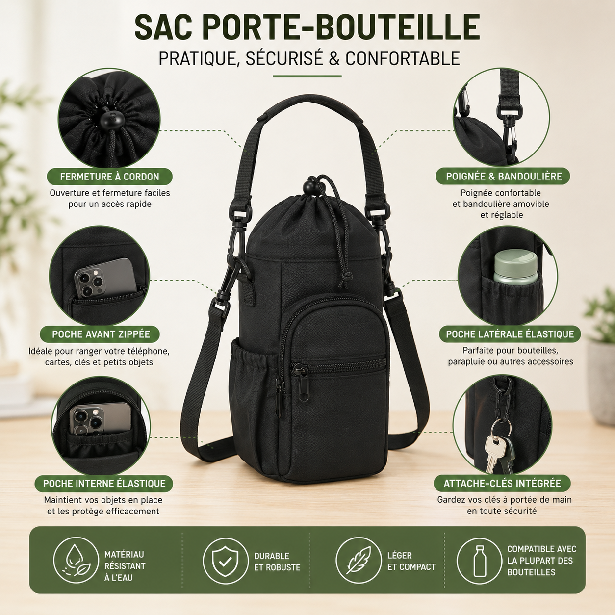 Sac isotherme Bouteille Nomad - pochette intégrée
