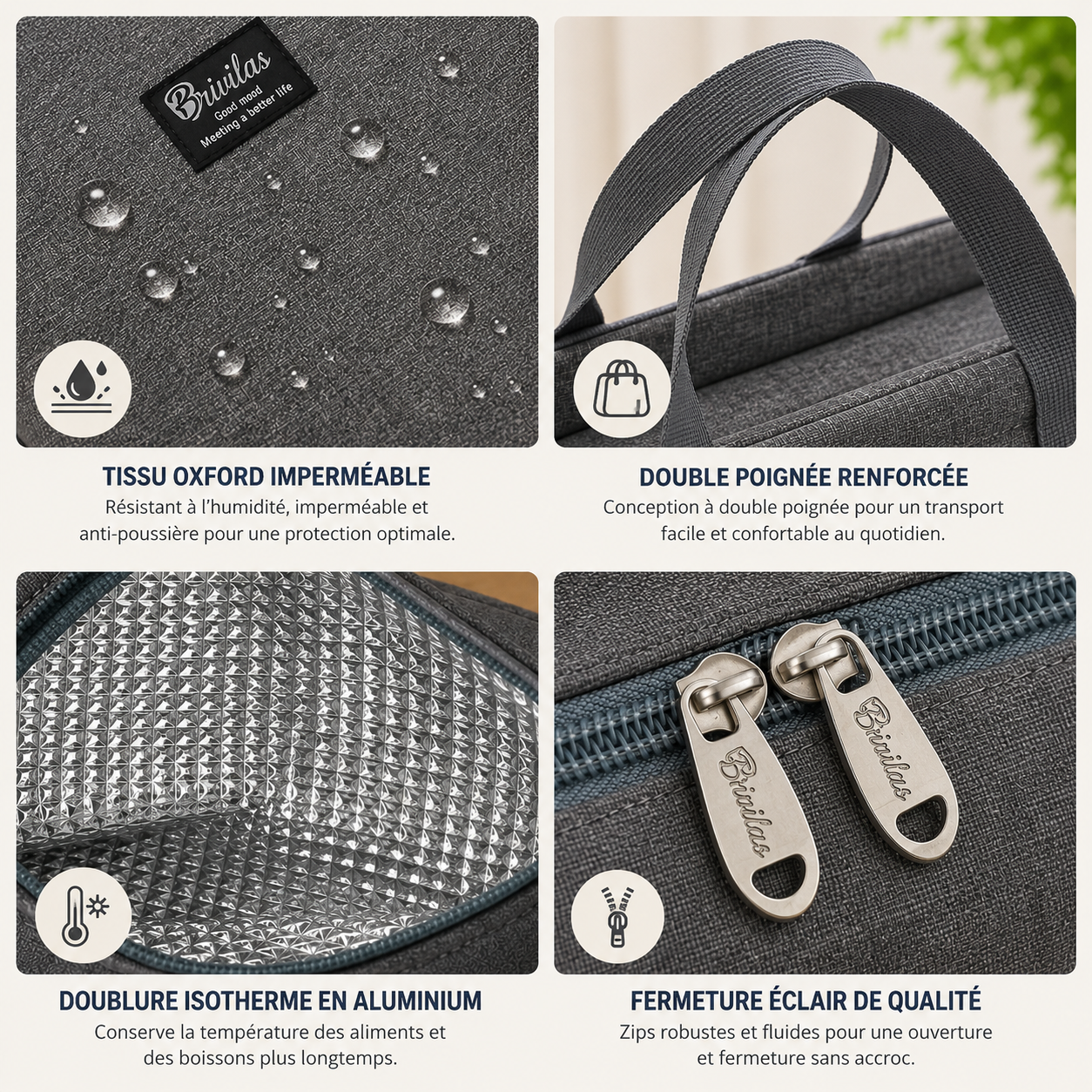 Sac isotherme repas Carry - Grande capacité